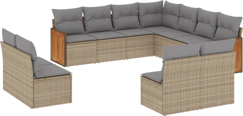 vidaXL Set canapele de grădină cu perne, 11 piese, bej, poliratan