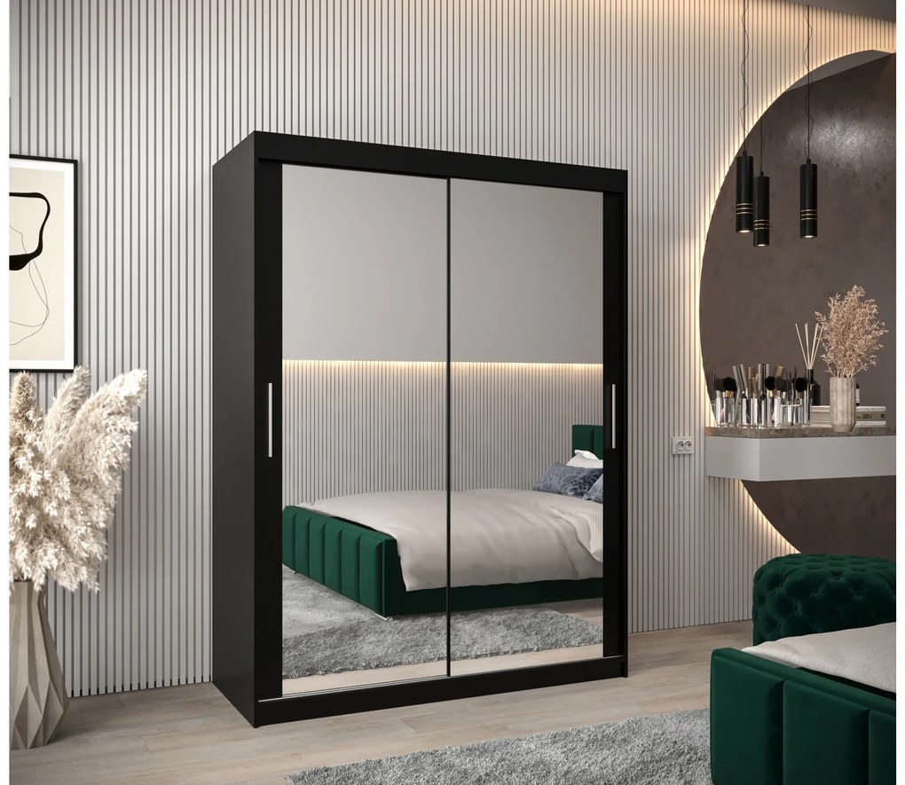 Dulap de haine 150 cm Toki 3 (negru mat + stejar sonoma). 1065076