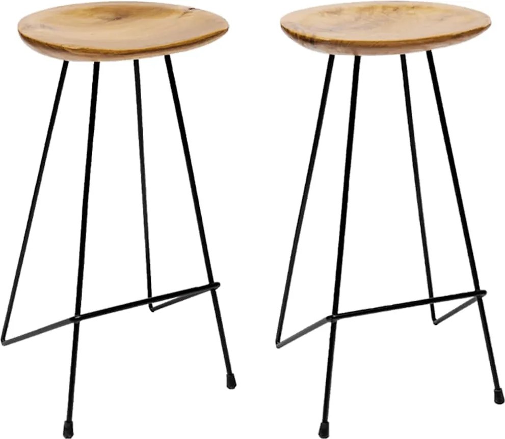 vidaXL Scaune de bar, 2 buc., lemn masiv de tec