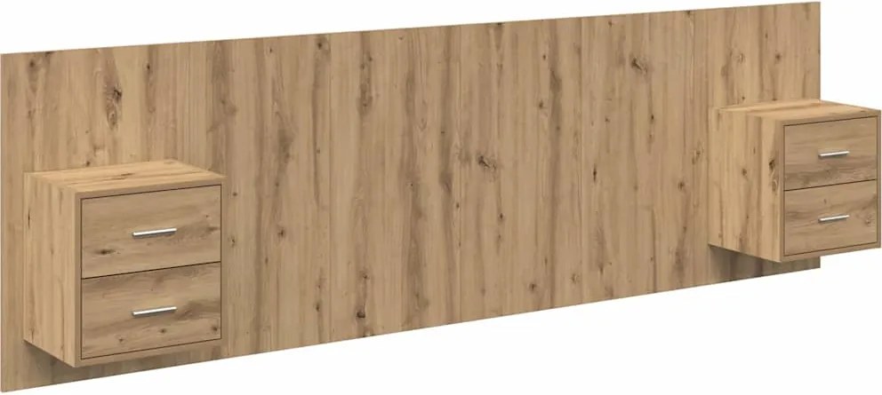 vidaXL Tăblie cu Noptieră 3 pcs Stejar Artizanal Lemn compozit