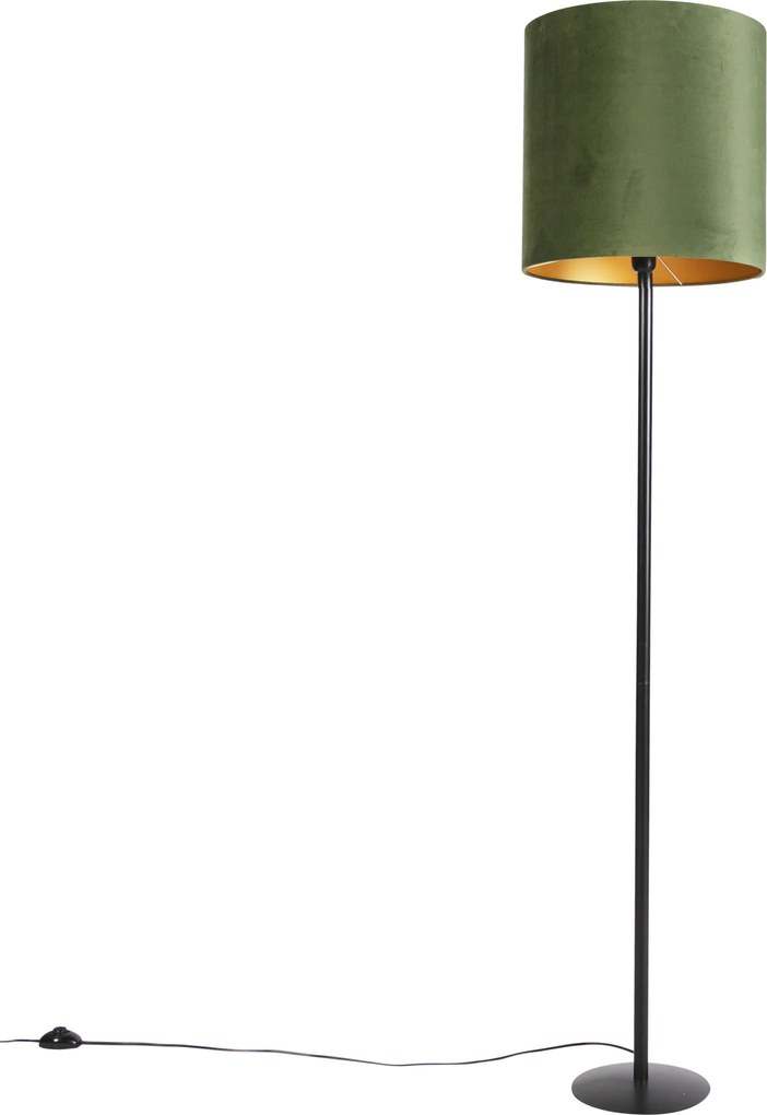Lampa de podea botanică neagră cu abajur verde 40 cm - Simplo