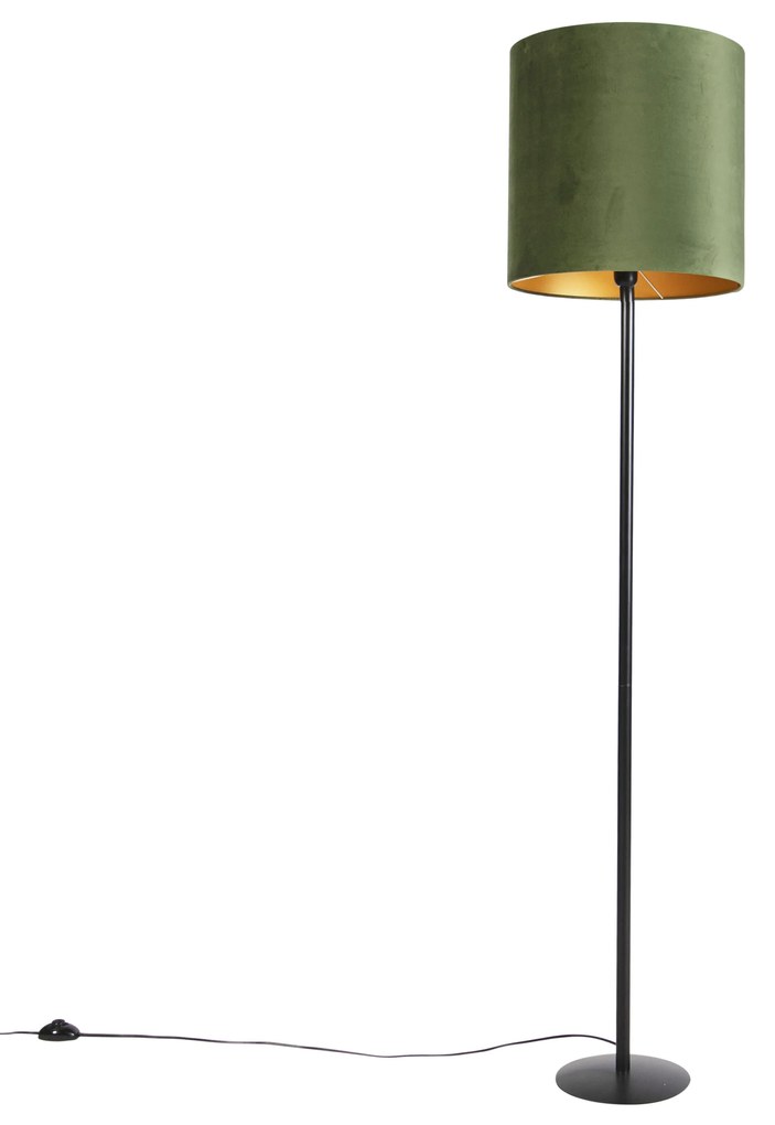 Lampă de podea botanică neagră cu umbră verde 40 cm - Simplo