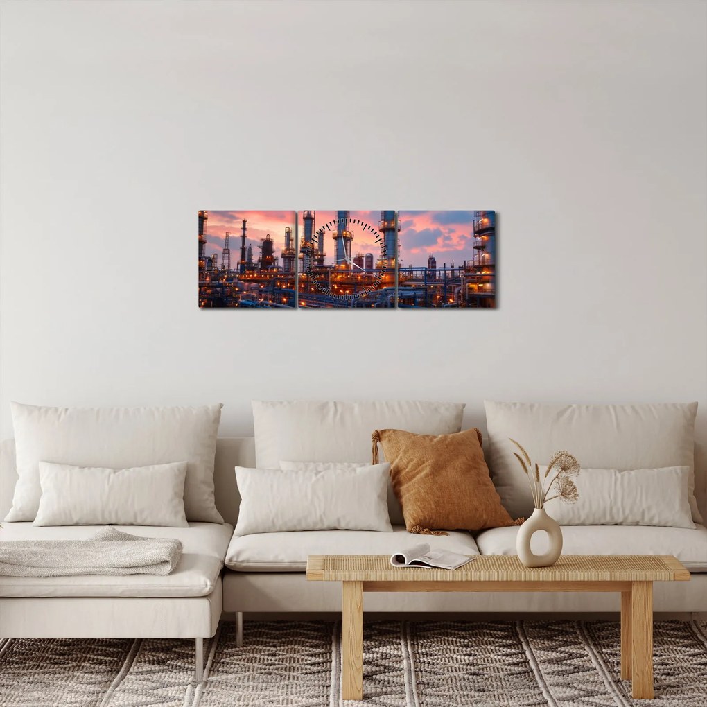 Tablou - Instalație industrială (cu ceas) (90x30 cm)