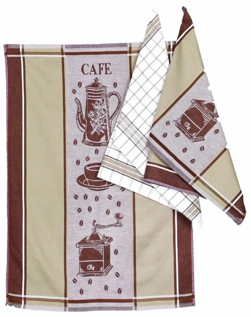 Prosop de bucătărie Cafe beige, 50 x 70 cm, set 3 buc.