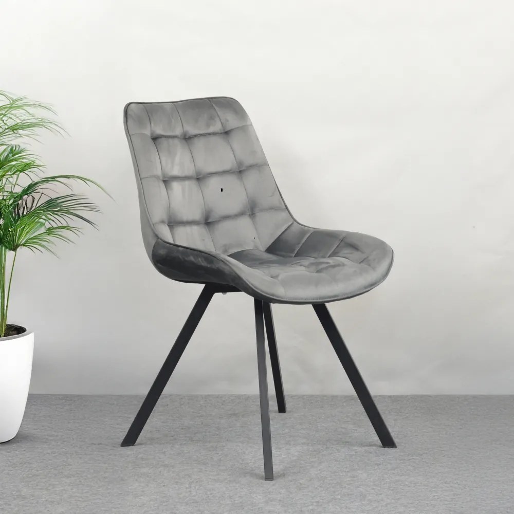 Scaun de sufragerie, ţesătură Velvet gri închis/negru, SAMIRA