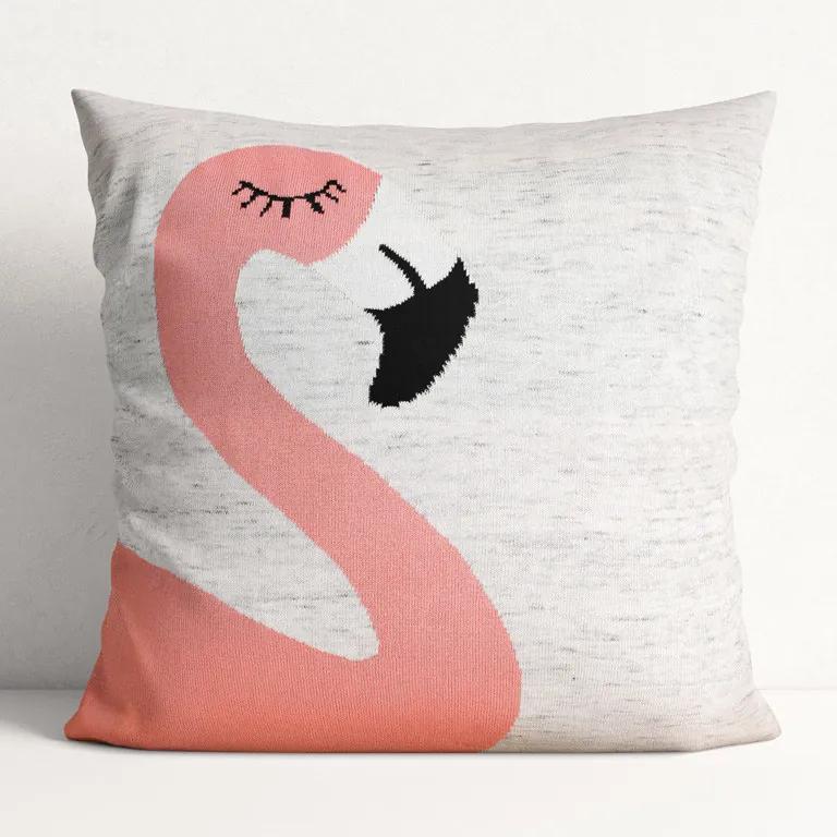 Goldea față de pernă tricotată de lux - 45x45 cm - model 007 - flamingo 45 x 45 cm