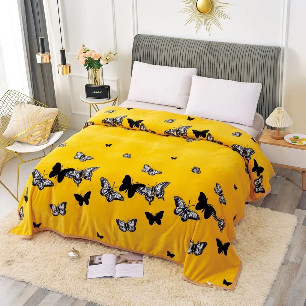 Patura Cocolino 200x230cm - Yellow Butterflies