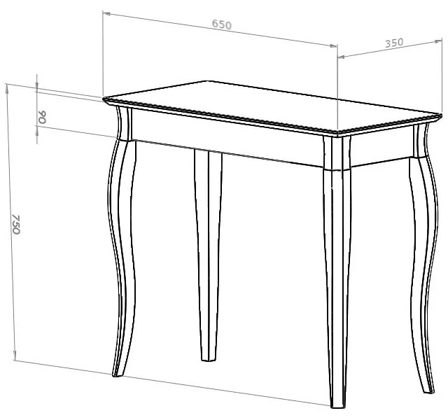 Măsuță Ragaba Console, lungime 65 cm, gri grafit