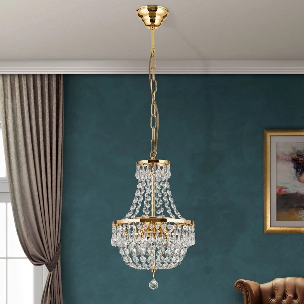 Candelabru cristal design lux Sheraton D-25cm 3L gold plated