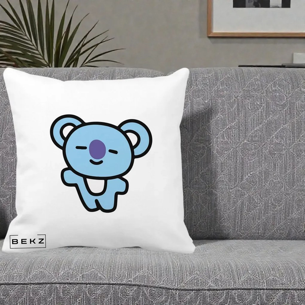 Perna Personalizata BT21 Koya Kawaii, 40x40 cm, Alba Mata, Husa Detasabila, Perna Inclusa, BEKZ®