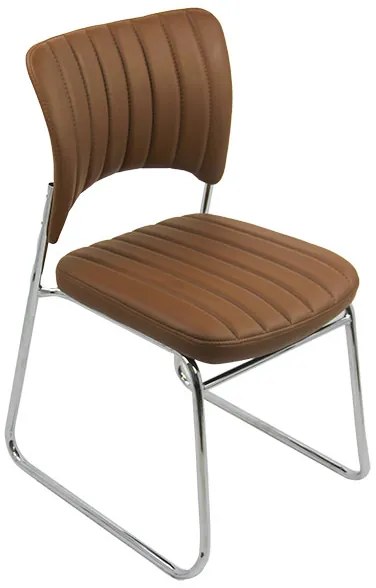 Scaun vizitator maro HRC 613 din piele ecologică și cadru cromat
