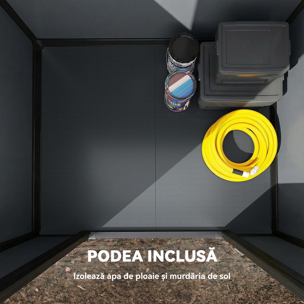 Outsunny Depozit din Rășină Compozită pentru Grădină, Spațios și Rezistent, Gri Închis | Aosom Romania
