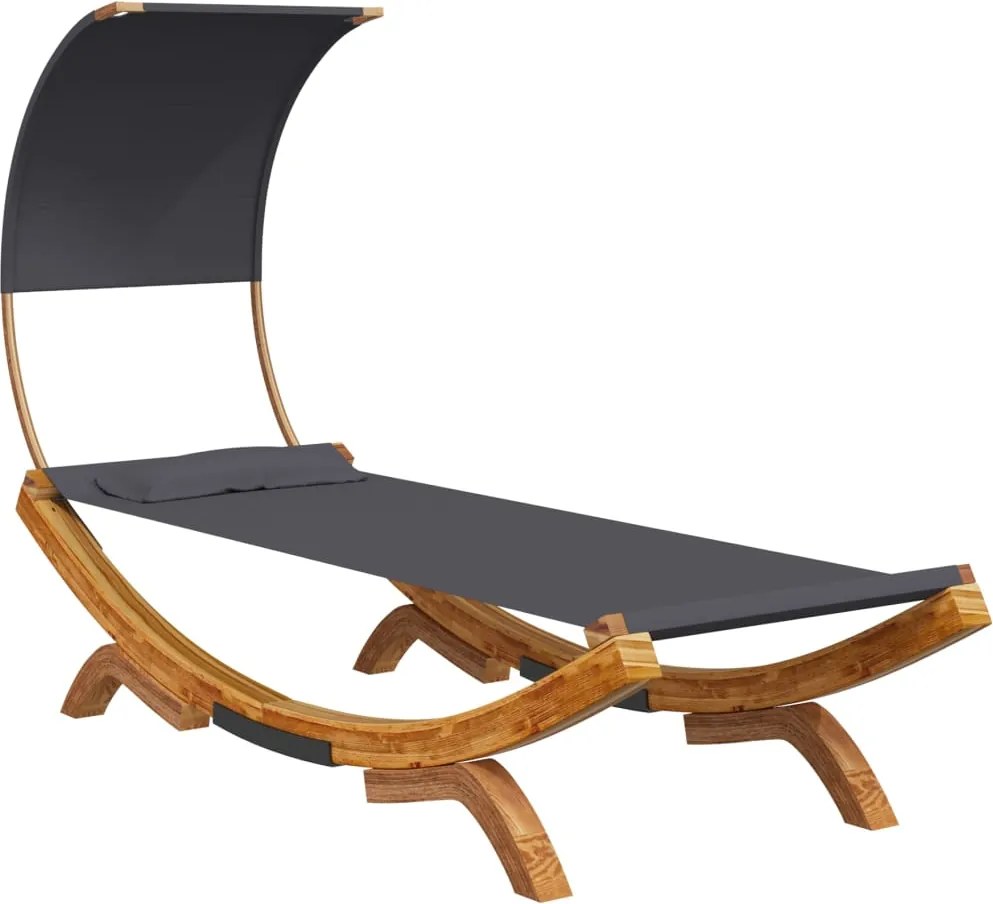 vidaXL Pat de exterior cu baldachin antracit 100x200x126 cm lemn masiv