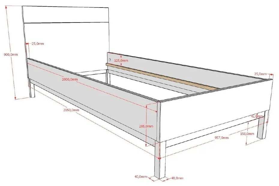 Pat pentru copii alb din lemn de pin fără somieră 90x200 cm Eva – Vipack