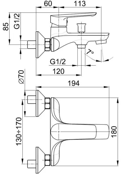 Baterie de cadă KFA Armatura 5024-010-00 TANZANIT alamă