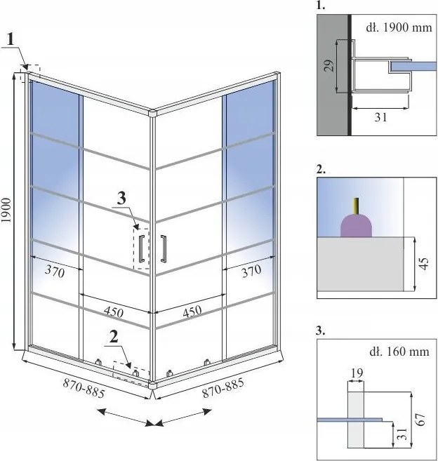 Cabina de dus patrata calani DELTA 90x90 negru