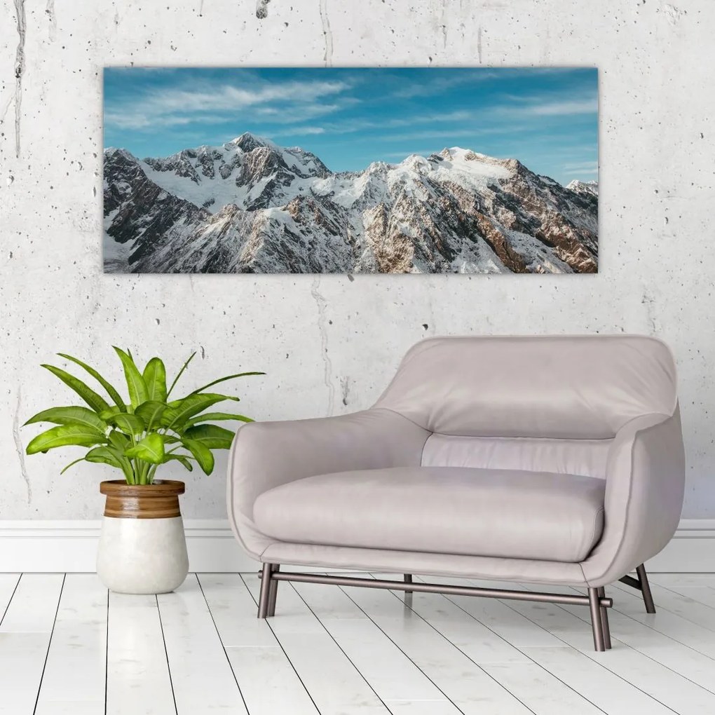 Tablou cu vârfuri înzăpeziți, Fiordland (120x50 cm)