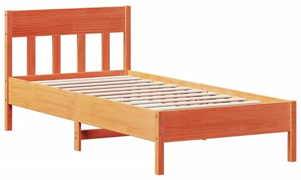 842661 vidaXL Cadru de pat cu tăblie, maro ceruit, 90x200 cm, lemn masiv pin