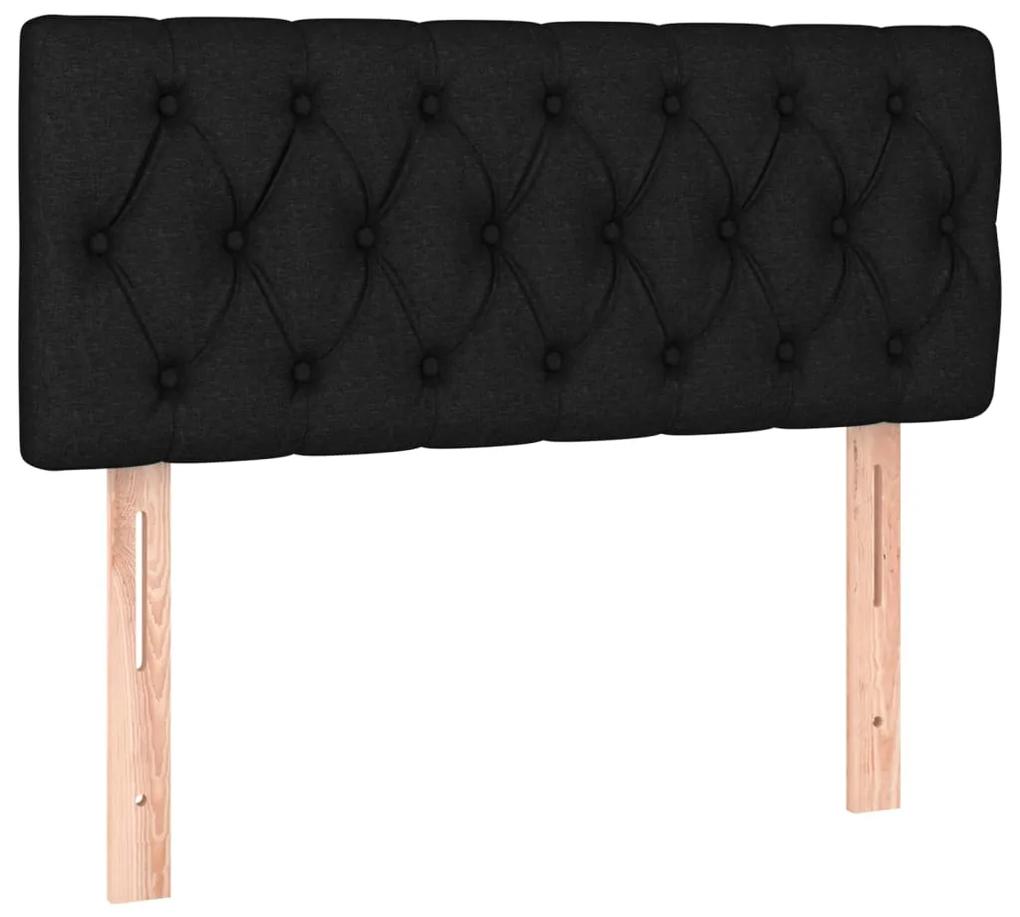Pat cu arcuri, saltea si LED, negru, 120x200 cm, textil Negru, 120 x 200 cm, Design cu nasturi