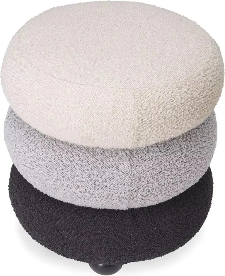 Taburete elegant design LUX Tulum, Boucle cream/ grey/ black