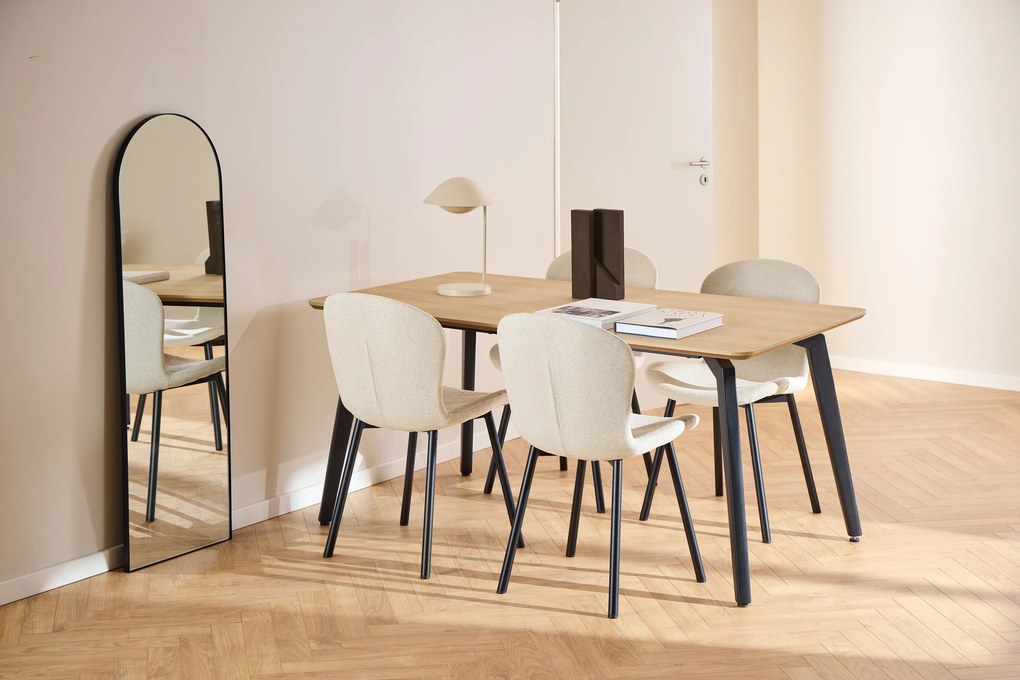 MAZZONI EXPORT FIORA Bej (material Apia 453)/cadru negru – SCAUN MODERN TAPITAT DIN CHENILLE PENTRU LIVING/BUCĂTĂRIE