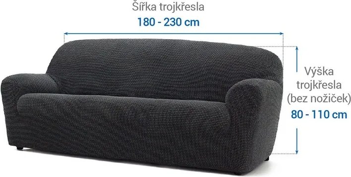 Nueva Textura Huse care se întind foarte bine NIAGARA antracit fotoliu triplu (l. 180 - 230 cm)