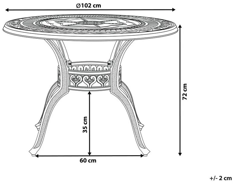 Masă de grădină 102 cm SALIO (MDF) (maro) (pentru 4 persoane). 1018808