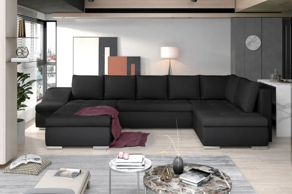 Canapea modulara, extensibila, cu spatiu pentru depozitare, 340x88x200 cm, Giovanni L02, Eltap (Culoare: Gri pepit / Alb)
