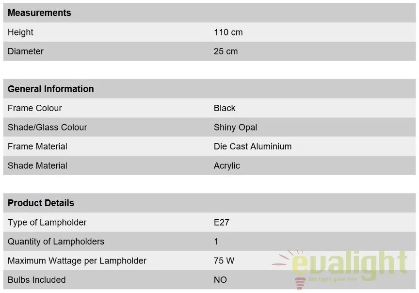 Stalp exterior stil clasic IP43 H110cm Reika negru AL 11-1173/1 schwarz OR