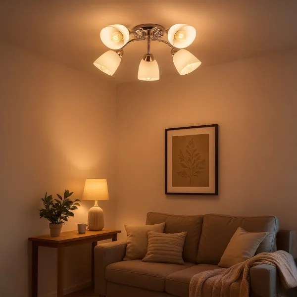 Lustră aplicată PORTOS, 5 x E14, 10 W, 230 V, crom lucios