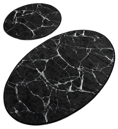 SET 2x covoraș pentru baie MARBLE 50x60/60x100 cm negru