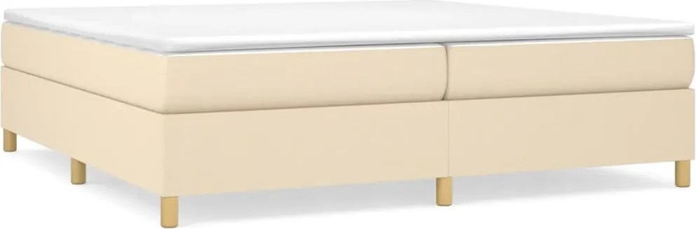 vidaXL Pat box spring cu saltea, crem, 200x200 cm, textil