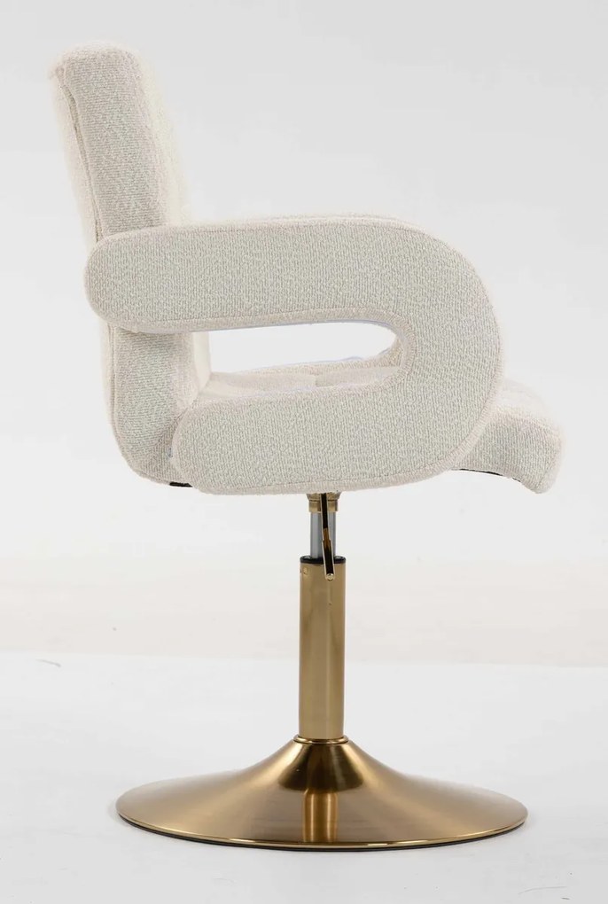 HR8404N Scaun Crem Boucle cu Bază Aurie