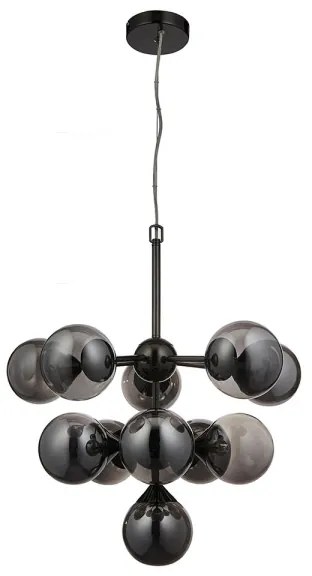 Endon 101147 - Lustră suspendată pe cablu OSCAR, 11 x G9, 18W, 230V, negru/fumuriu