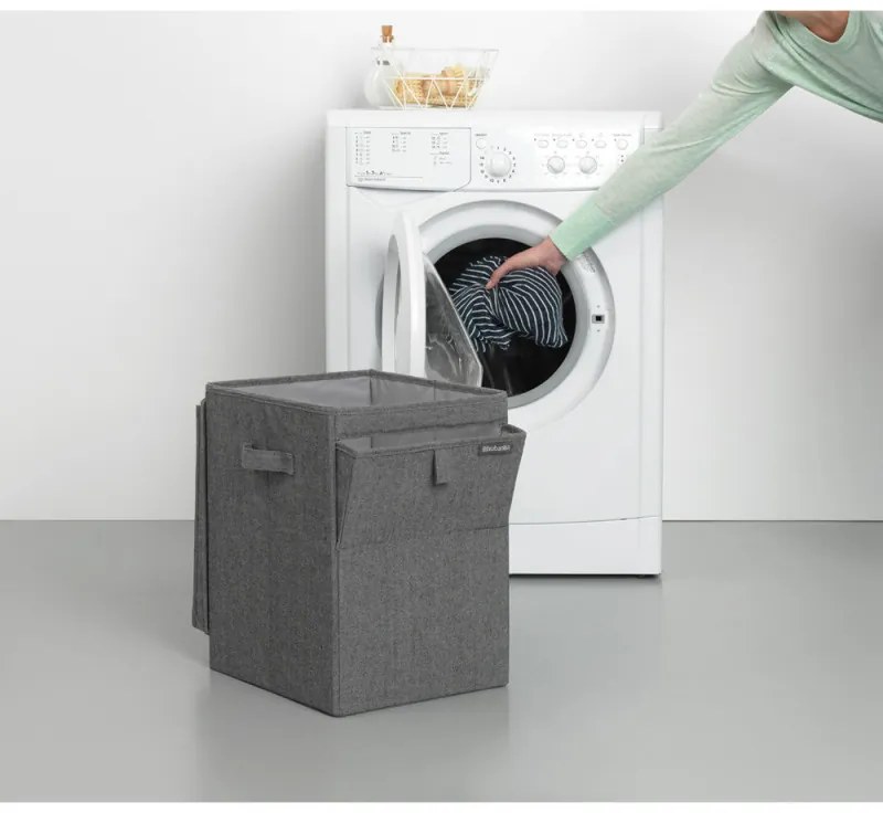 Cutie de rufe stivuibilа Brabantia 1000828, 35 L, Deschidere frontala, Capac lat, Pliabil, Negru