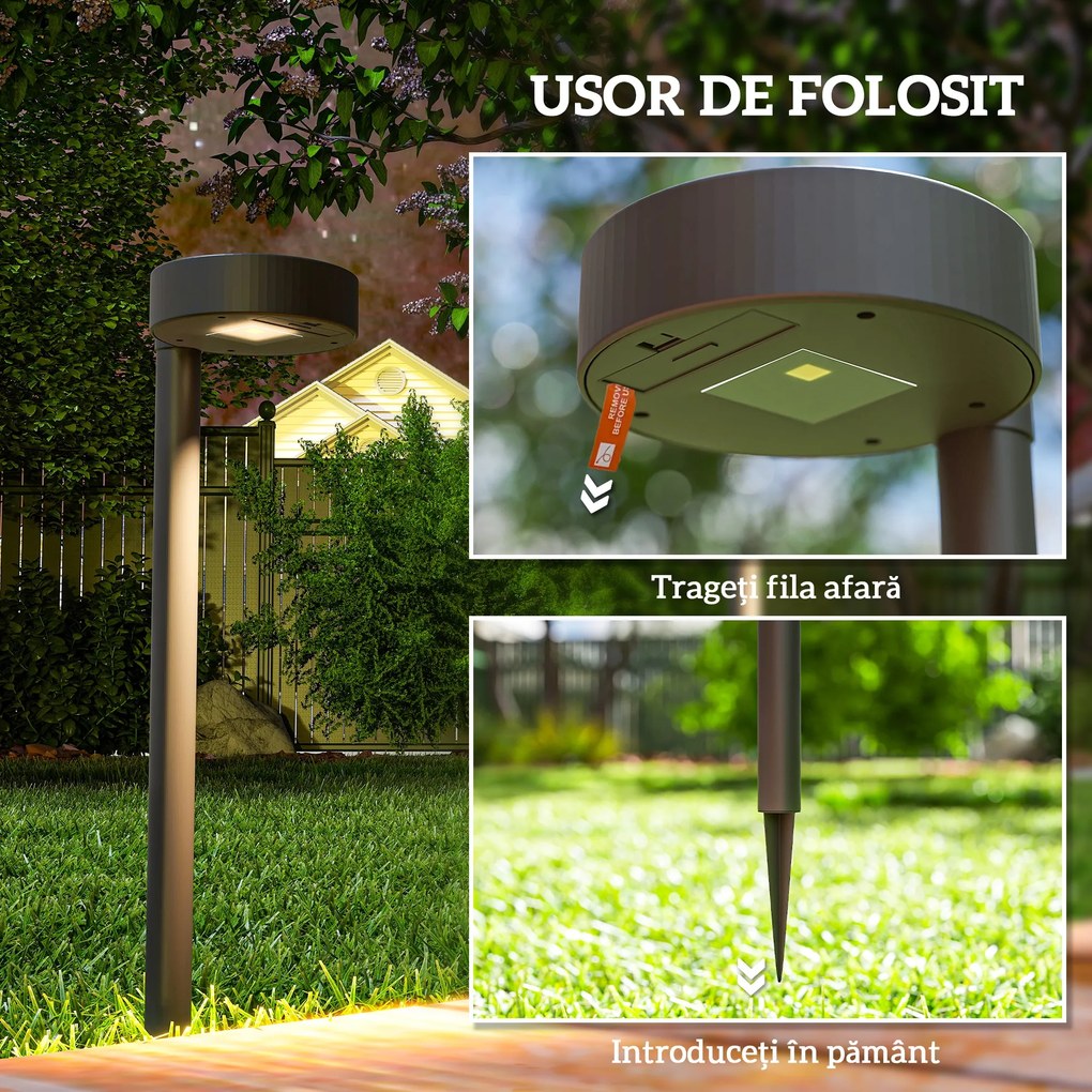 Outsunny Set 8 Lămpi de Exterior cu Energie Solară și Iluminare LED Negru | Aosom Romania
