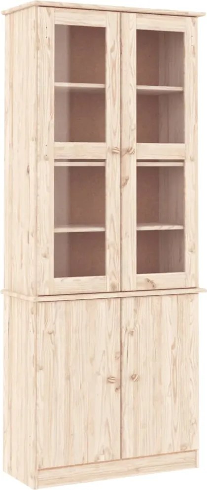vidaXL Vitrine din sticlă „ALTA” 77x35x186,5 cm, lemn masiv de pin