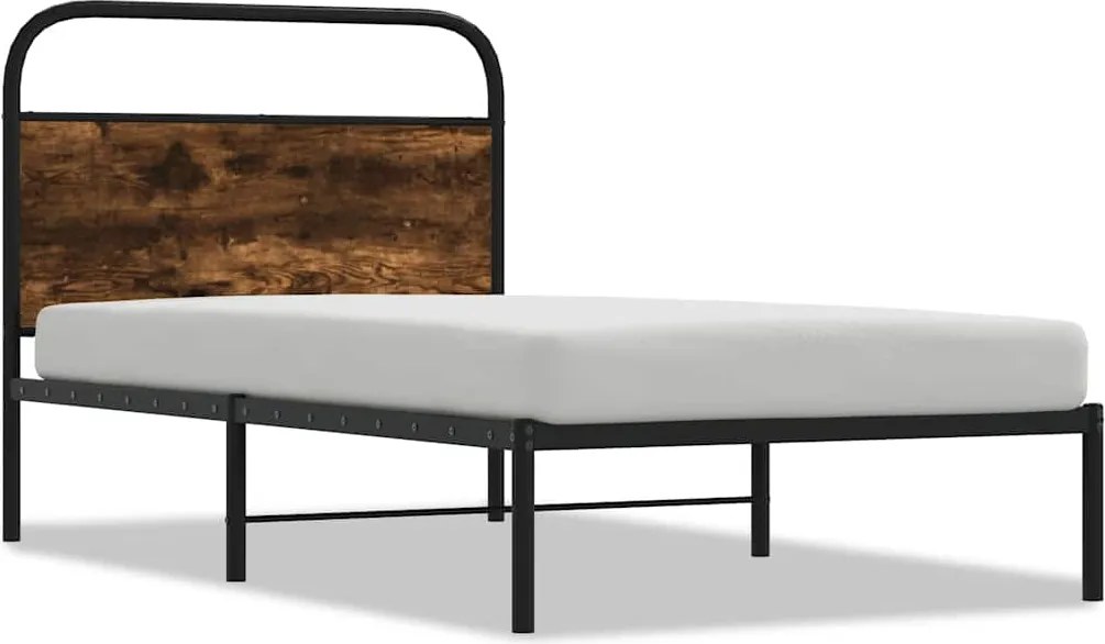 vidaXL Cadru de pat fără saltea 90x190cm Stejar fumuriu lemn prelucrat