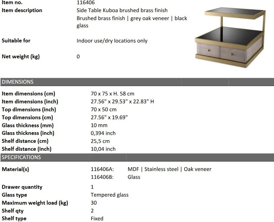 Noptiera, Masuta laterala design LUX Kuboa