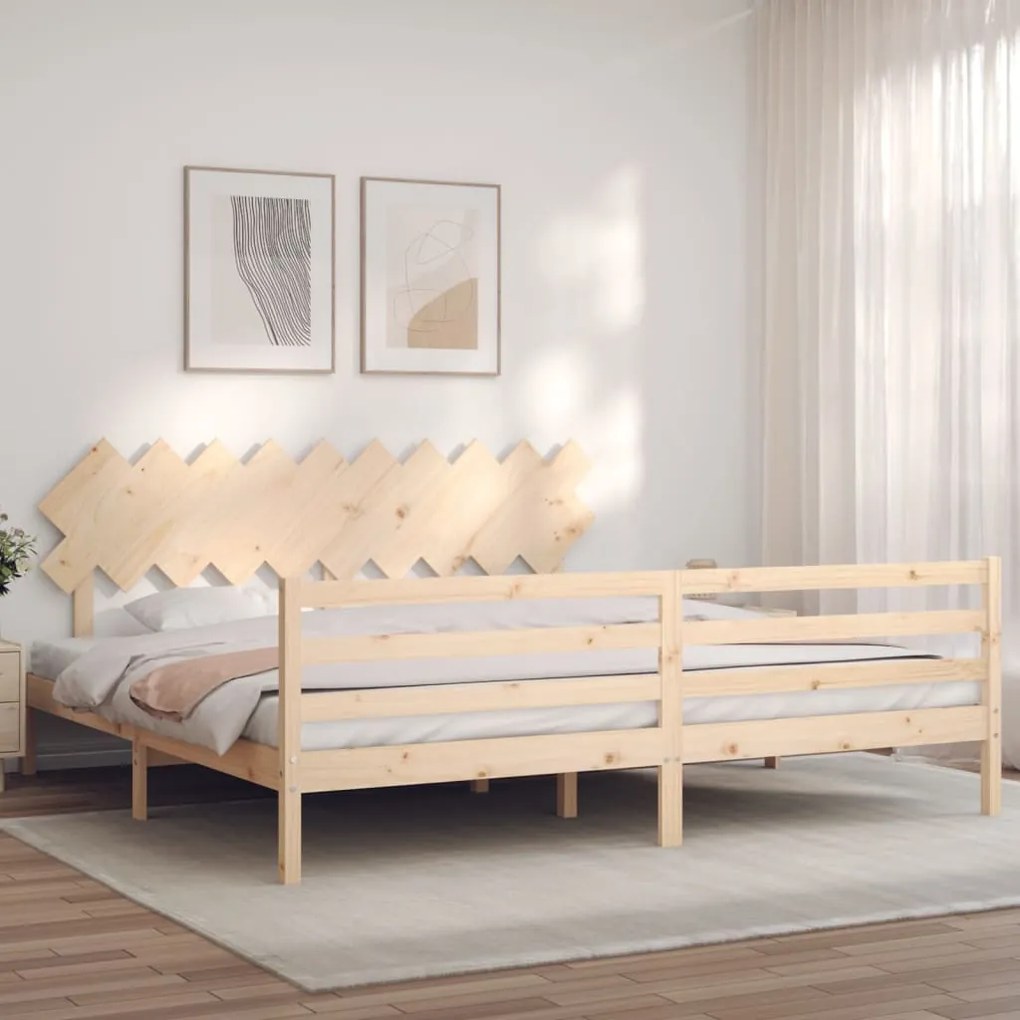 3195306 vidaXL Cadru pat cu tăblie 200x200 cm, lemn masiv de pin