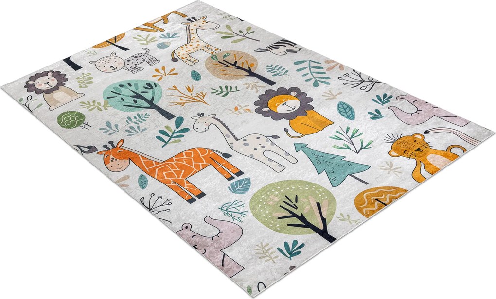 BAMBINO 61570 covor lavabil Animale, Africa pentru copii anti-alunecare - cremă / verde