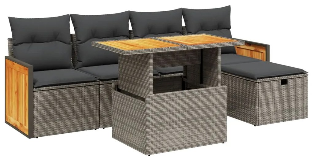 3276245 vidaXL Set mobilier grădină cu perne, 6 piese, gri, poliratan