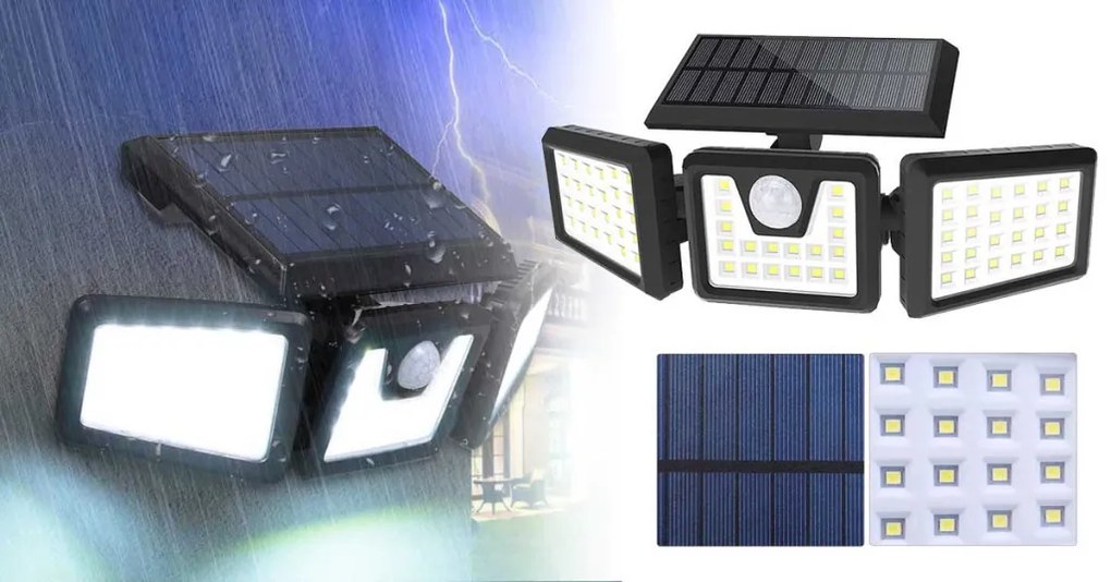 Lampa solara cu 3 panouri rotative
