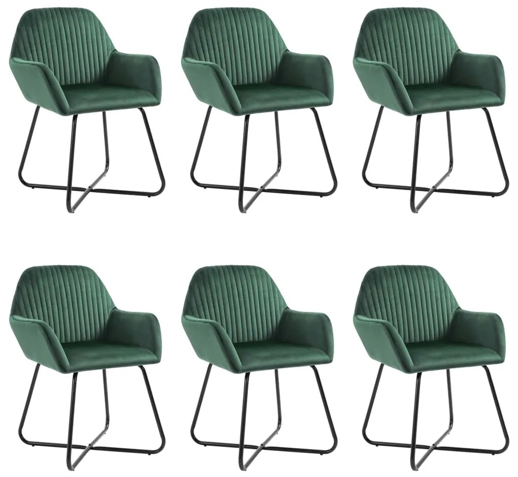 vidaXL Scaune de bucătărie, 6 buc., verde, catifea