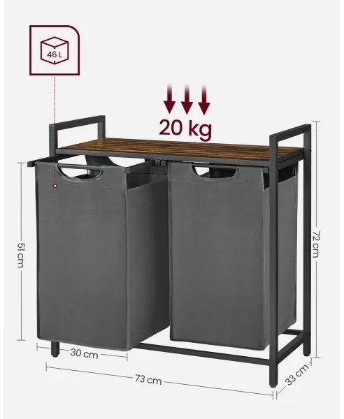 Coș pentru rufe REX maro/gri