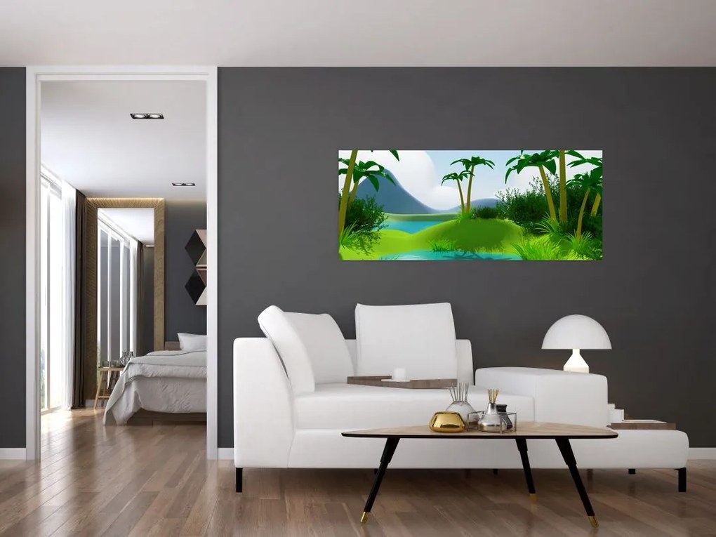 Tablou - Lac în junglă (120x50 cm)