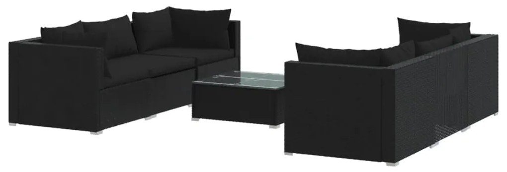 3101496 vidaXL Set mobilier de grădină cu perne, 7 piese, negru, poliratan