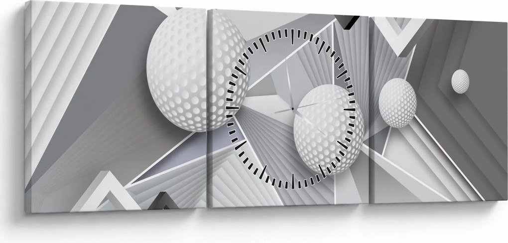 Tablou geometric abstract (cu ceas) (90x30 cm)