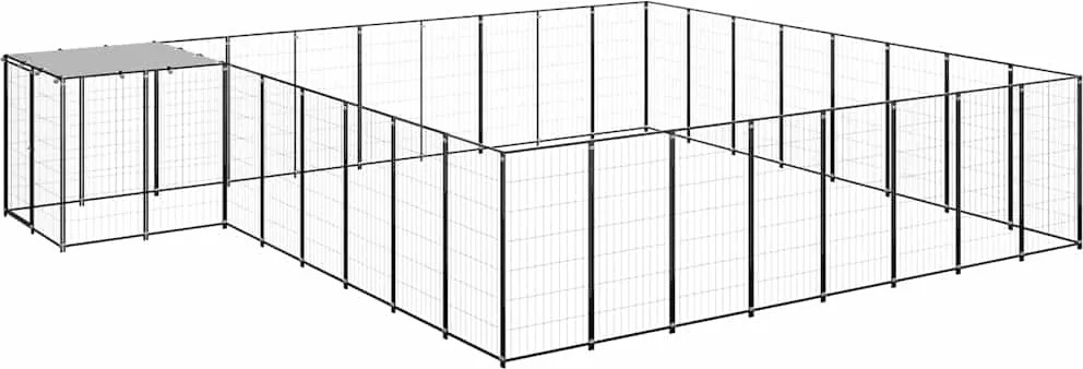 vidaXL Padoc pentru câini, negru, 20,57 m², oțel