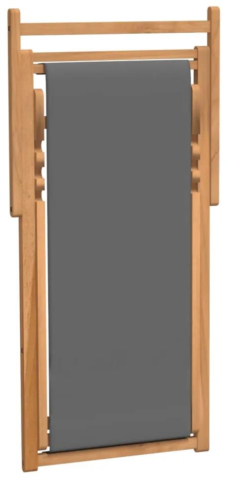 Scaun de plaja pliabil, gri, lemn masiv de tec 1, Gri, 56 x 105 x 96 cm